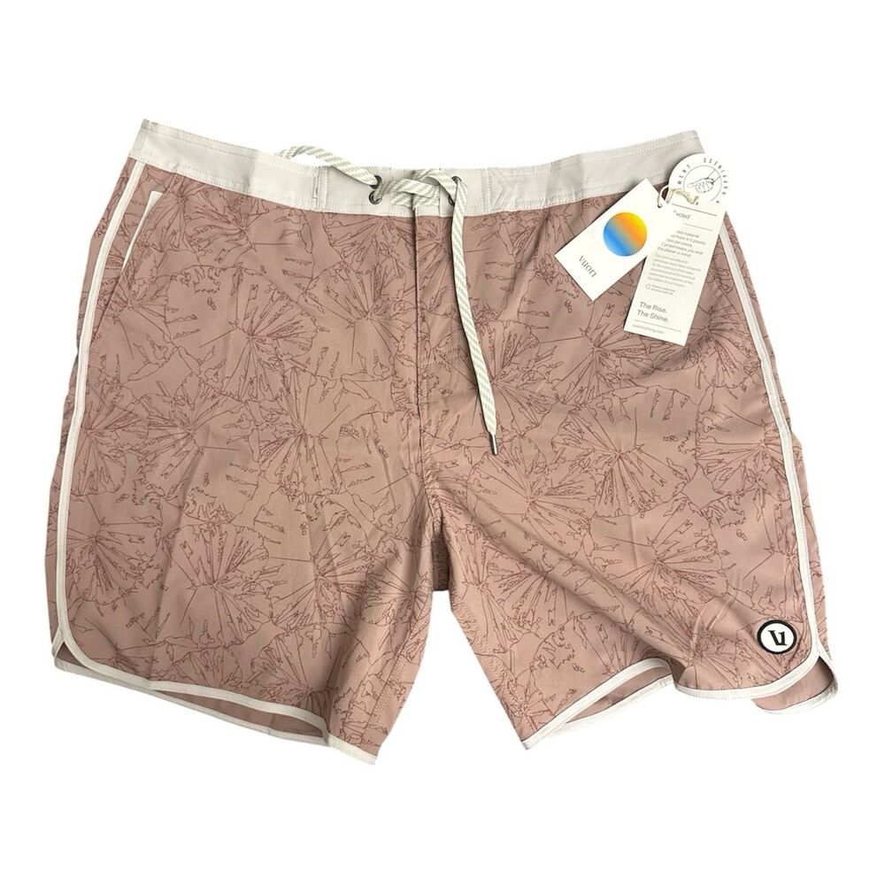 Vuori Men’s Cruise Board Shorts Color Zion Rose Water Lily Size 38 New w/tag $74